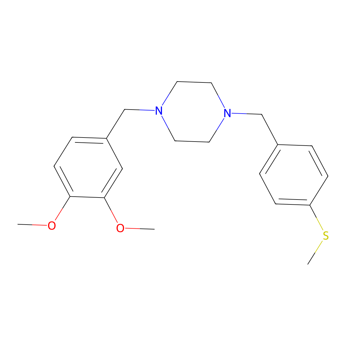 1-[(3,4-Dimethoxyphenyl)methyl]-4-[(4-methylsulfanylphenyl)methyl]piperazine molecular structure, CAS 355820-96-1