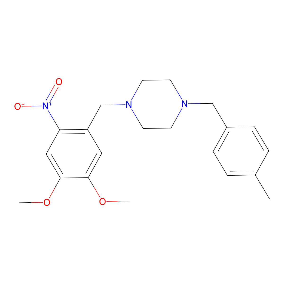 1-(4,5-Dimethoxy-2-nitrobenzyl)-4-(4-methylbenzyl)piperazine molecular structure, CAS 355820-98-3