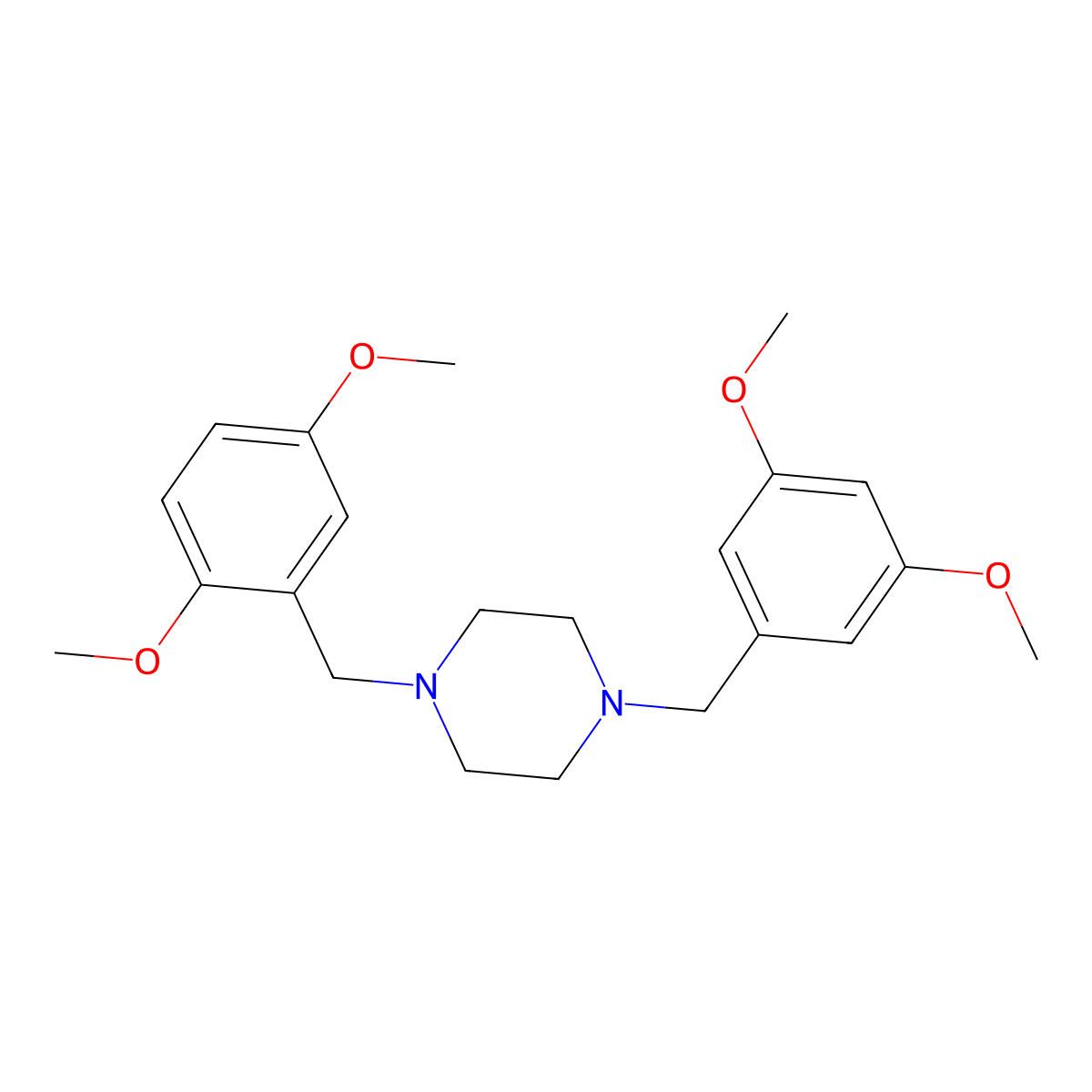 1-[(2,5-Dimethoxyphenyl)methyl]-4-[(3,5-dimethoxyphenyl)methyl]piperazine molecular structure, CAS 355821-06-6