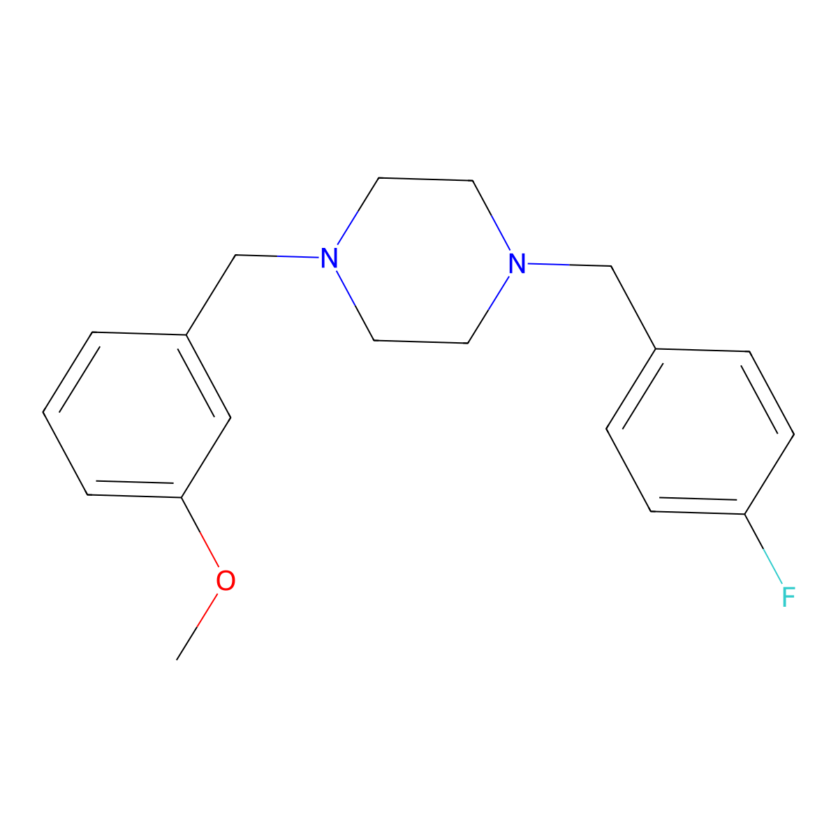 1-(4-Fluorobenzyl)-4-(3-methoxybenzyl)piperazine molecular structure, CAS 355821-10-2