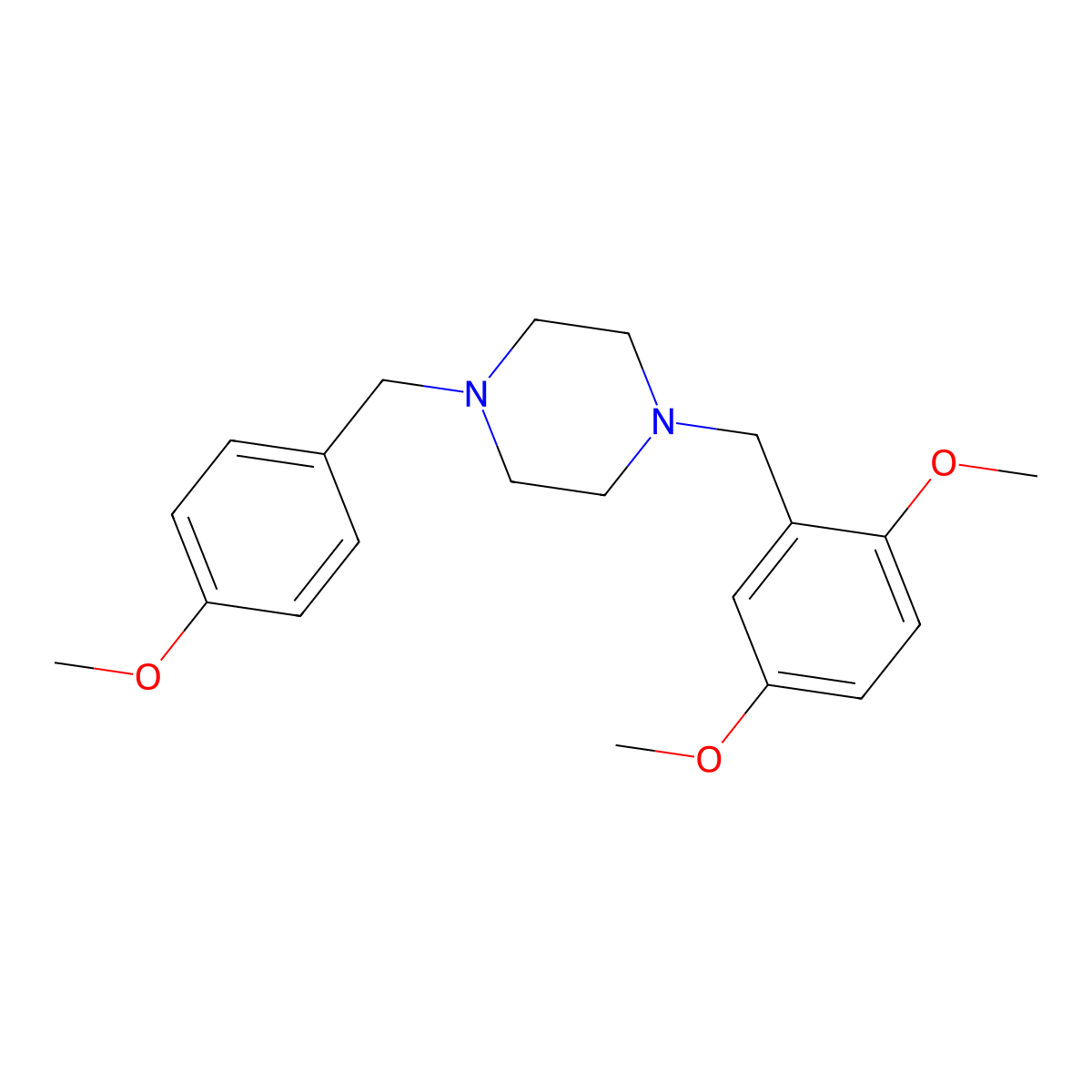 1-(2,5-Dimethoxybenzyl)-4-(4-methoxybenzyl)piperazine molecular structure, CAS 355821-12-4