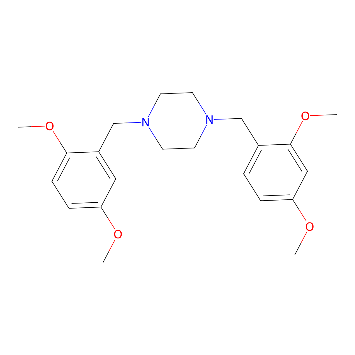 1-(2,4-Dimethoxybenzyl)-4-(2,5-dimethoxybenzyl)piperazine molecular structure, CAS 355821-16-8
