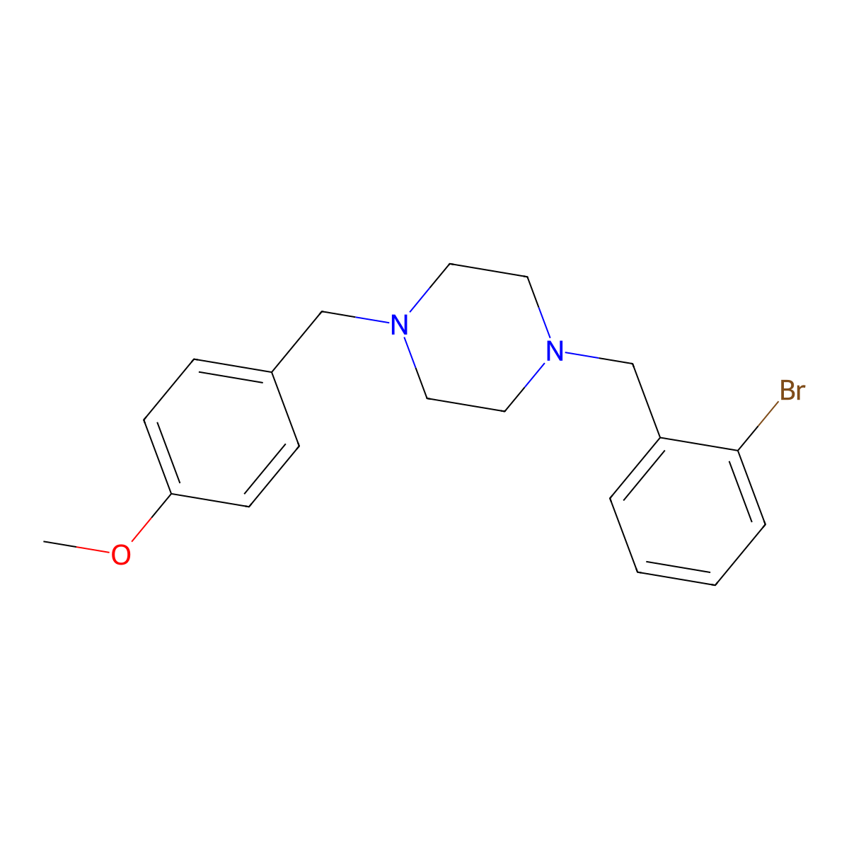 1-[(2-Bromophenyl)methyl]-4-[(4-methoxyphenyl)methyl]piperazine molecular structure, CAS 355821-18-0