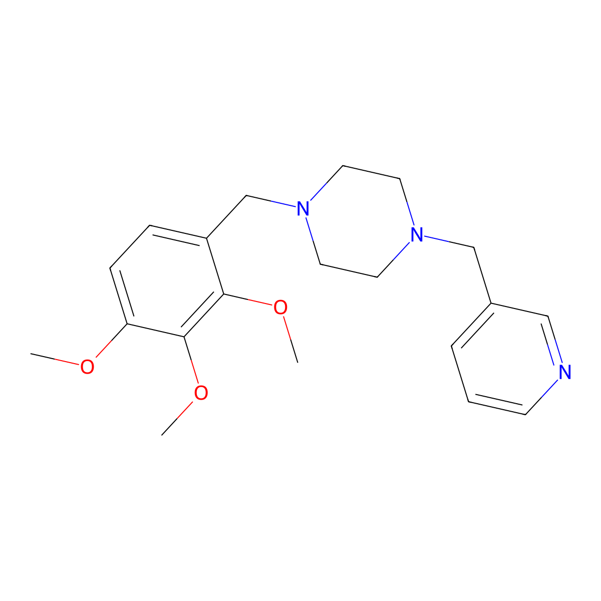 1-(Pyridin-3-ylmethyl)-4-[(2,3,4-trimethoxyphenyl)methyl]piperazine molecular structure, CAS 355821-25-9