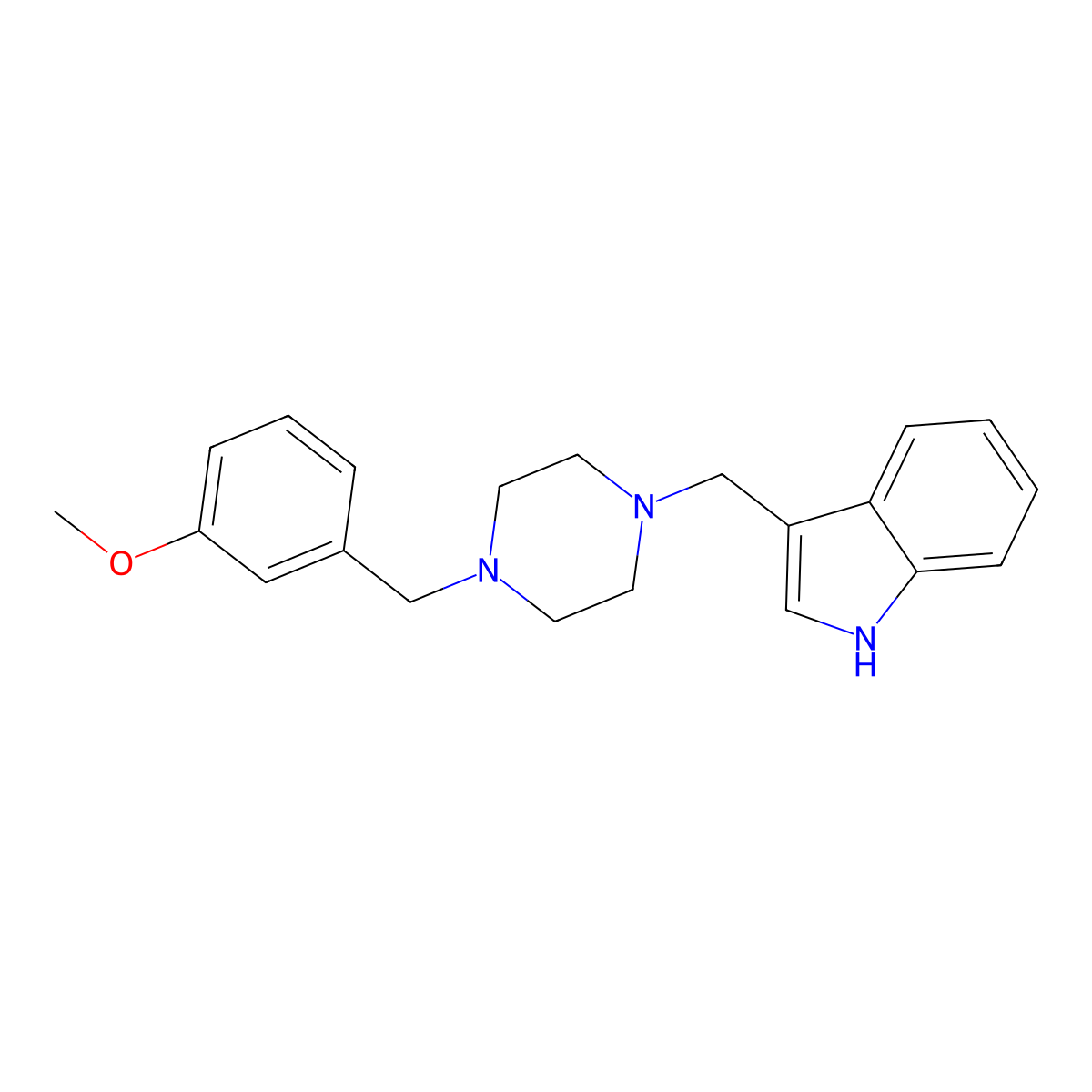 3-[[4-[(3-methoxyphenyl)methyl]piperazin-1-yl]methyl]-1H-indole molecular structure, CAS 355821-38-4