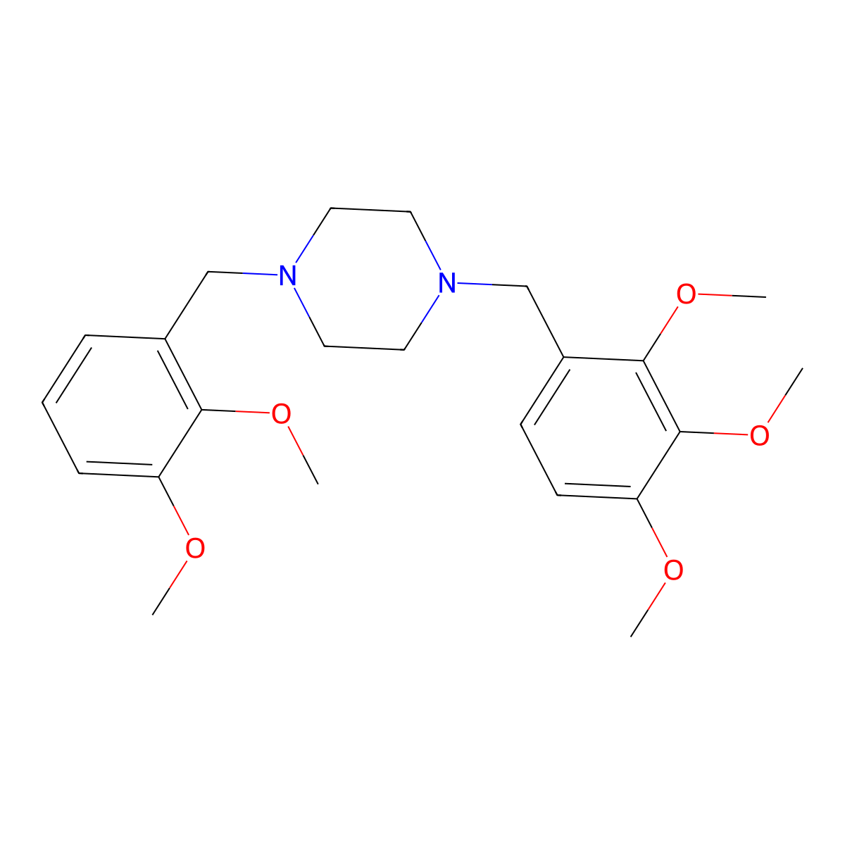 1-[(2,3-Dimethoxyphenyl)methyl]-4-[(2,3,4-trimethoxyphenyl)methyl]piperazine molecular structure, CAS 355821-45-3