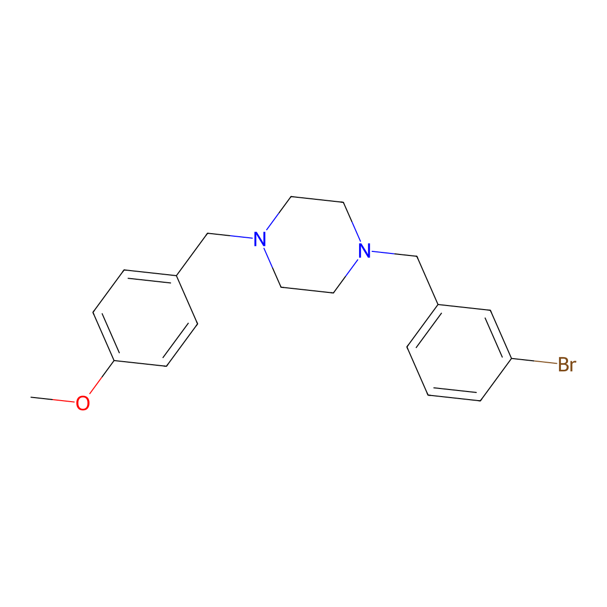 1-(3-Bromobenzyl)-4-(4-methoxybenzyl)piperazine molecular structure, CAS 355821-46-4