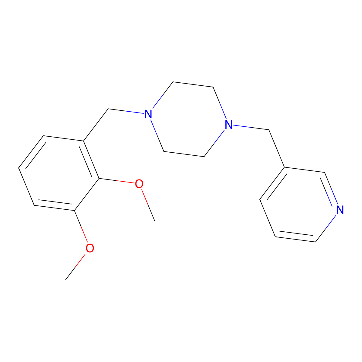 1-(2,3-Dimethoxybenzyl)-4-(pyridin-3-ylmethyl)piperazine molecular structure, CAS 355821-51-1