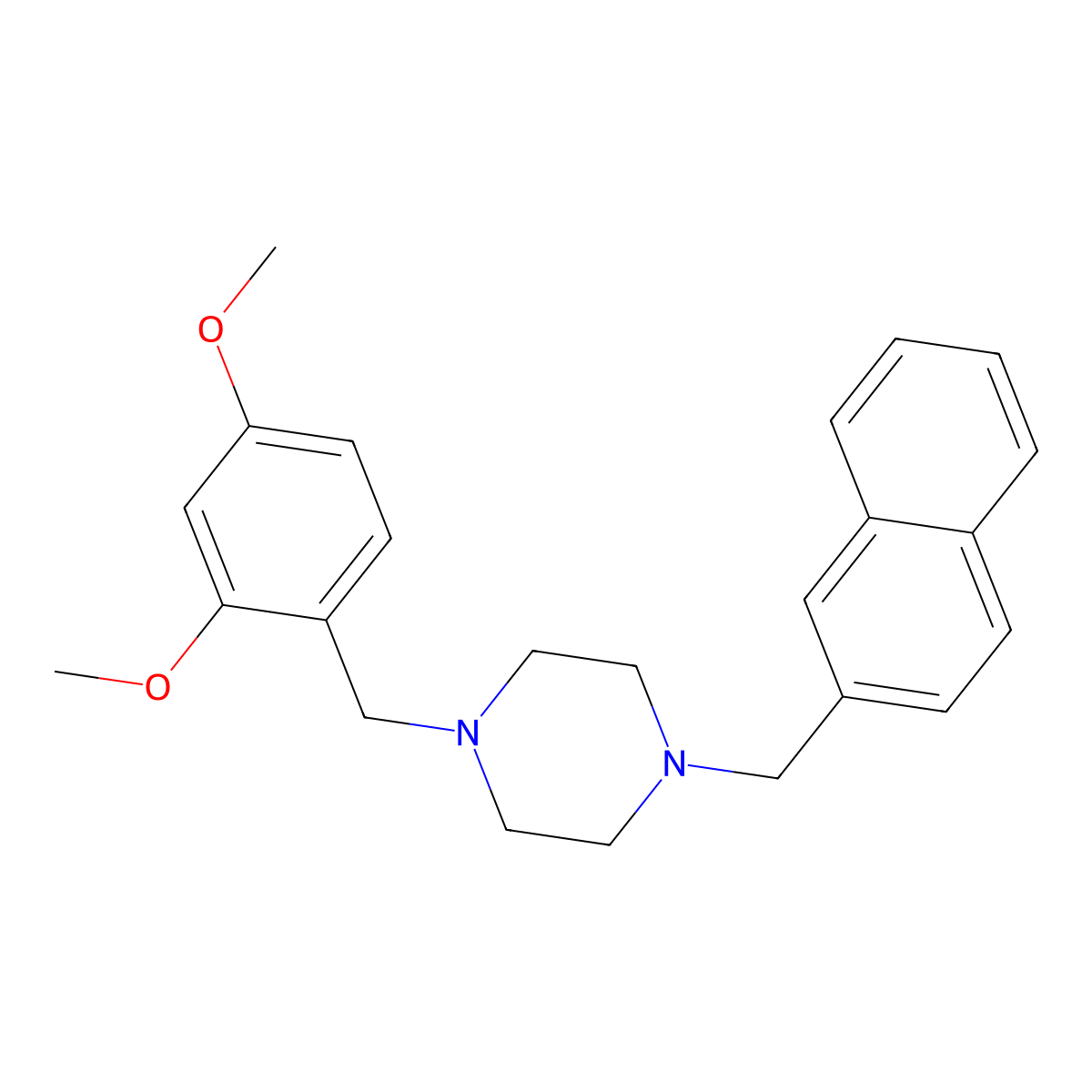 1-[(2,4-Dimethoxyphenyl)methyl]-4-(naphthalen-2-ylmethyl)piperazine molecular structure, CAS 355821-52-2