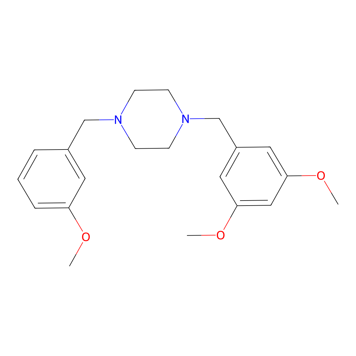 1-(3,5-Dimethoxybenzyl)-4-(3-methoxybenzyl)piperazine molecular structure, CAS 355821-54-4