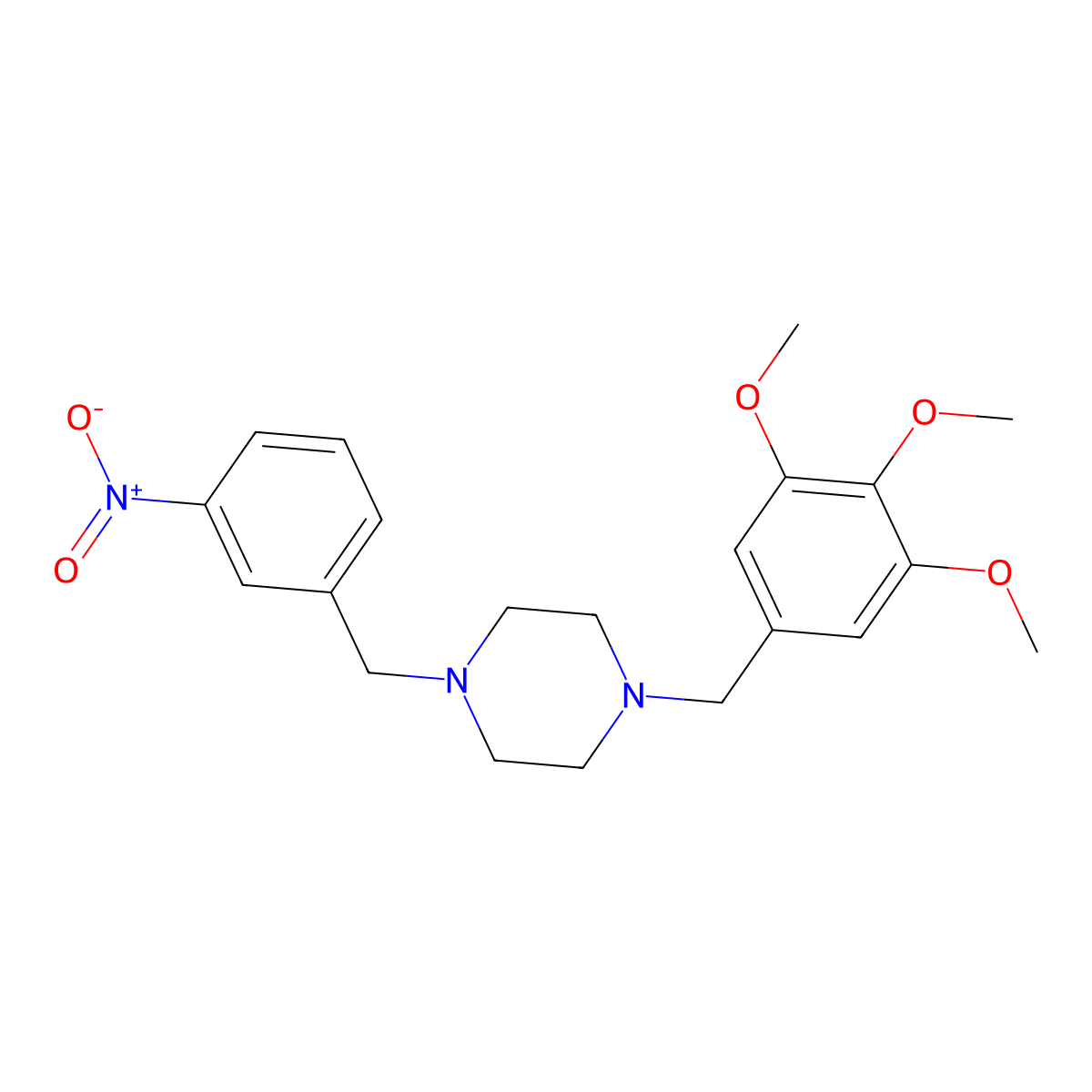 1-[(3-Nitrophenyl)methyl]-4-[(3,4,5-trimethoxyphenyl)methyl]piperazine molecular structure, CAS 355821-56-6