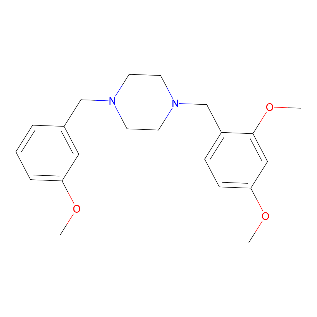 1-(2,4-Dimethoxybenzyl)-4-(3-methoxybenzyl)piperazine molecular structure, CAS 355821-58-8