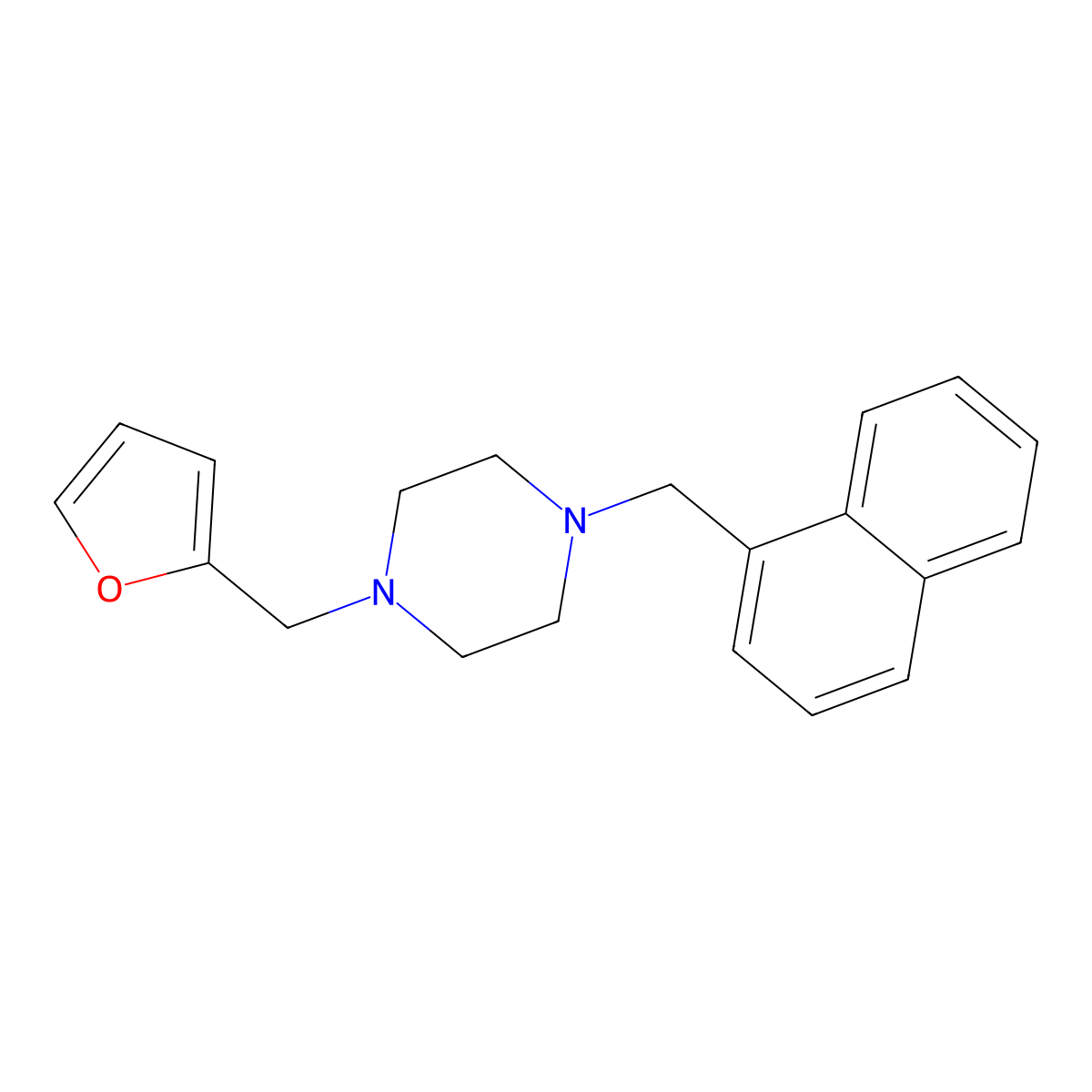1-(Furan-2-ylmethyl)-4-(naphthalen-1-ylmethyl)piperazine molecular structure, CAS 355821-60-2