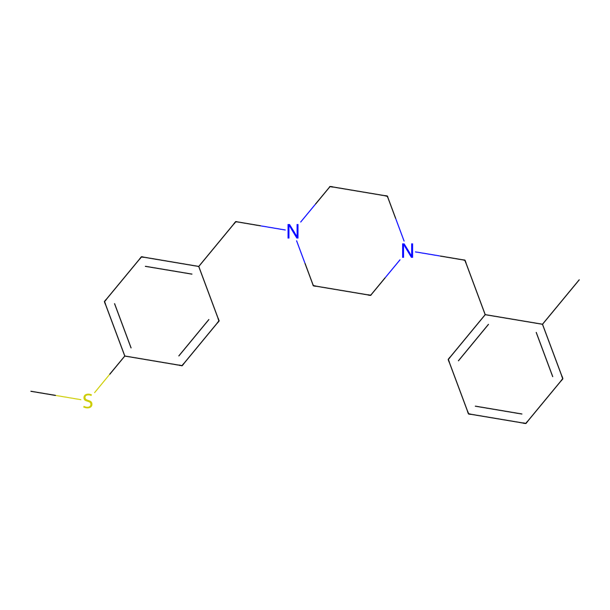 1-(2-Methylbenzyl)-4-[4-(methylsulfanyl)benzyl]piperazine molecular structure, CAS 355821-74-8