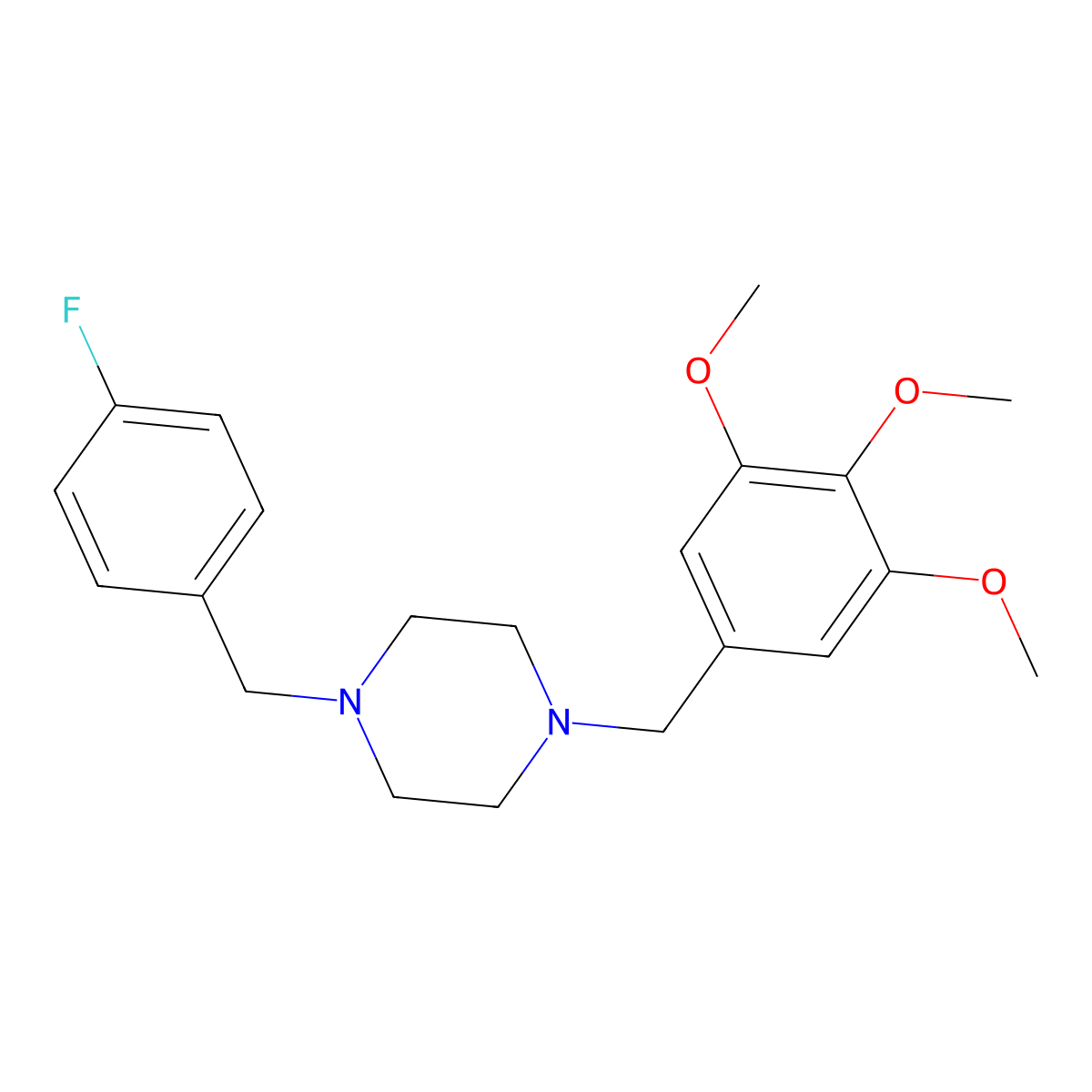 1-[(4-Fluorophenyl)methyl]-4-[(3,4,5-trimethoxyphenyl)methyl]piperazine molecular structure, CAS 355821-75-9