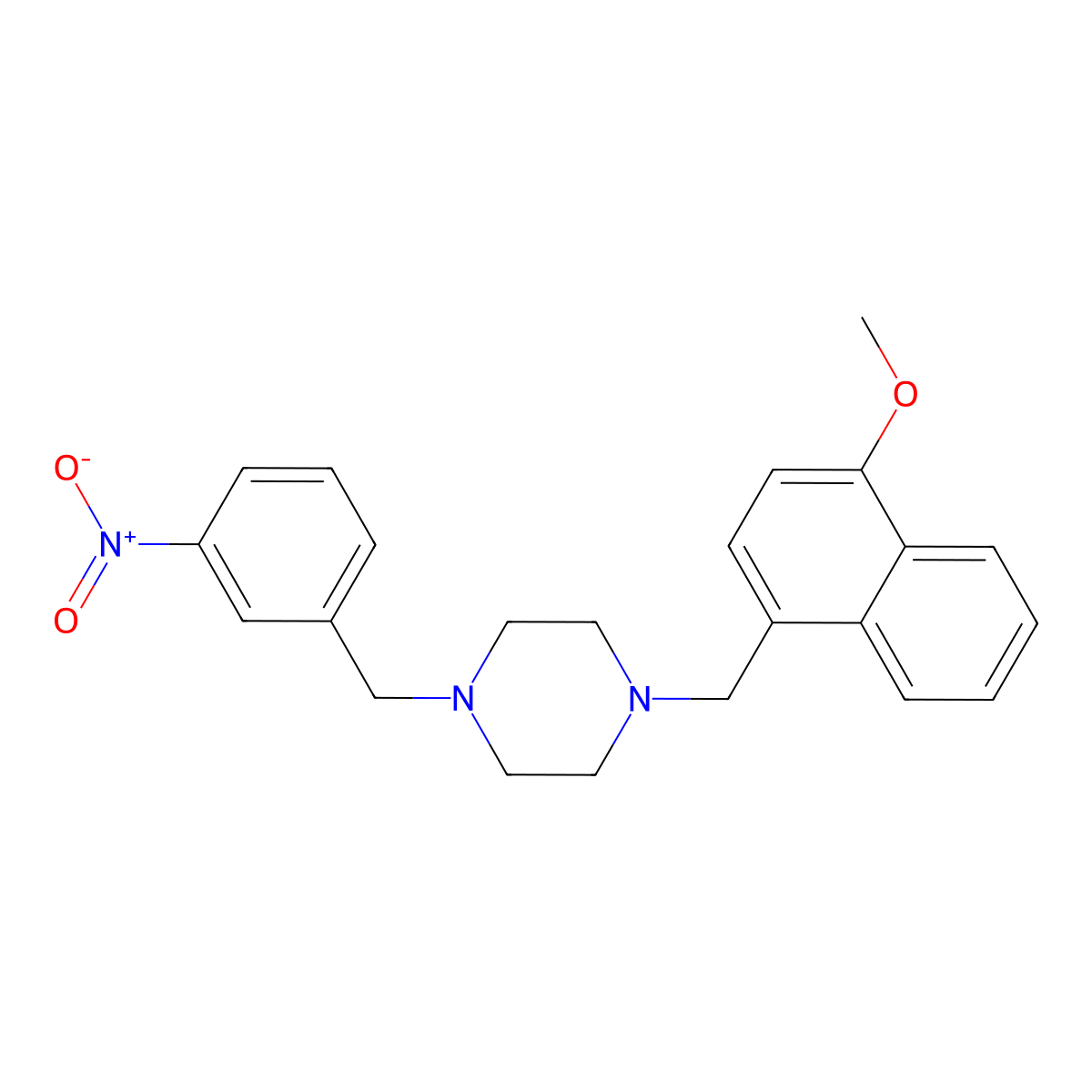 1-[(4-Methoxynaphthalen-1-yl)methyl]-4-[(3-nitrophenyl)methyl]piperazine molecular structure, CAS 355821-77-1