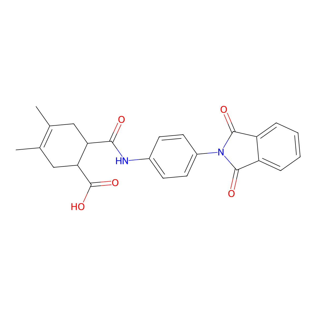6-[[4-(1,3-Dioxoisoindol-2-yl)phenyl]carbamoyl]-3,4-dimethylcyclohex-3-ene-1-carboxylic acid molecular structure, CAS 355821-80-6
