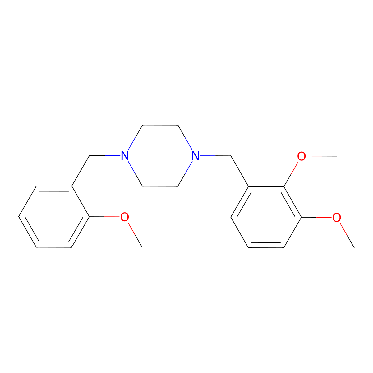 1-(2,3-Dimethoxybenzyl)-4-(2-methoxybenzyl)piperazine molecular structure, CAS 355821-82-8