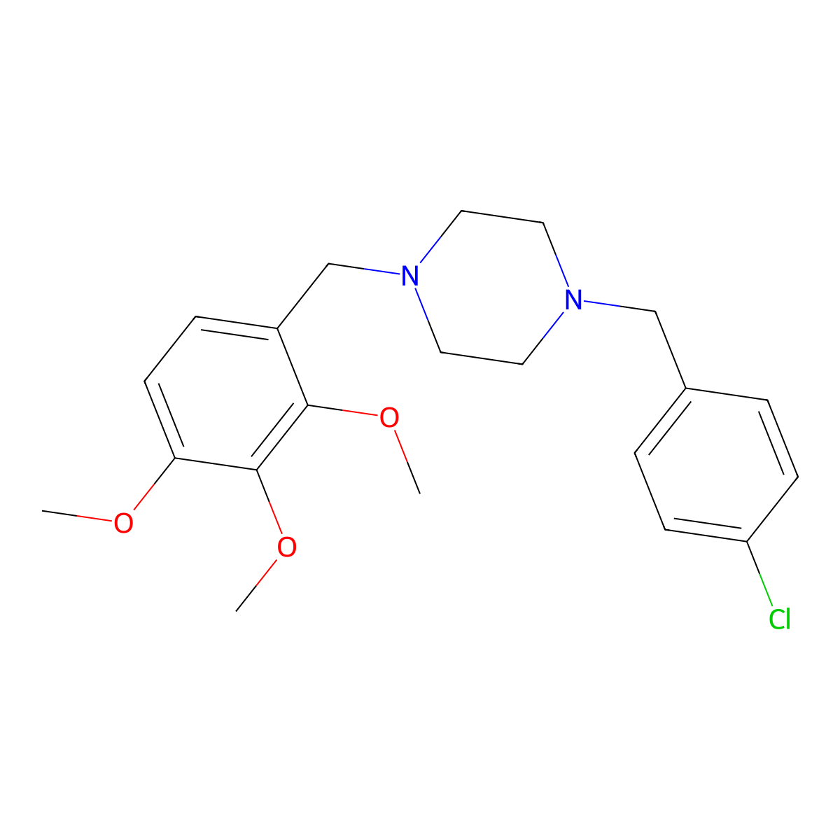 1-[(4-Chlorophenyl)methyl]-4-[(2,3,4-trimethoxyphenyl)methyl]piperazine molecular structure, CAS 355821-86-2