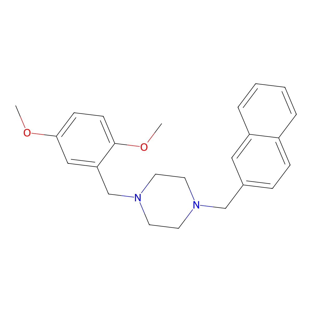 1-[(2,5-Dimethoxyphenyl)methyl]-4-(naphthalen-2-ylmethyl)piperazine molecular structure, CAS 355821-98-6