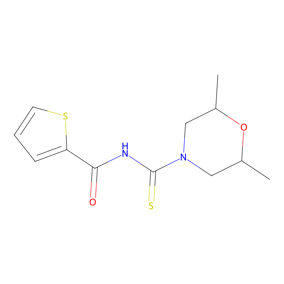 N-(2,6-dimethylmorpholine-4-carbothioyl)thiophene-2-carboxamide molecular structure, CAS 355821-99-7