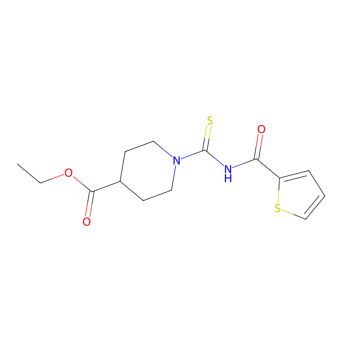 Ethyl 1-[(2-thienylcarbonylamino)thioxomethyl]piperidine-4-carboxylate molecular structure, CAS 355822-02-5