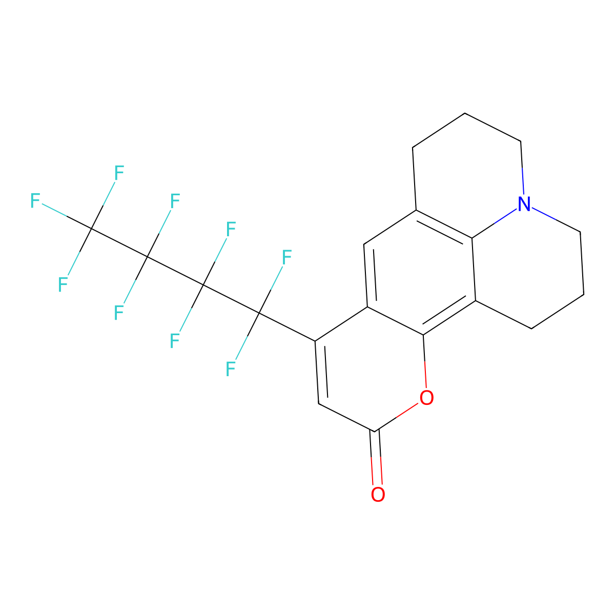 9-(nonafluorobutyl)-2,3,6,7-tetrahydro-1H,5H,11H-pyrano[2,3-f]pyrido[3,2,1-ij]quinolin-11-one molecular structure, CAS 355822-08-1