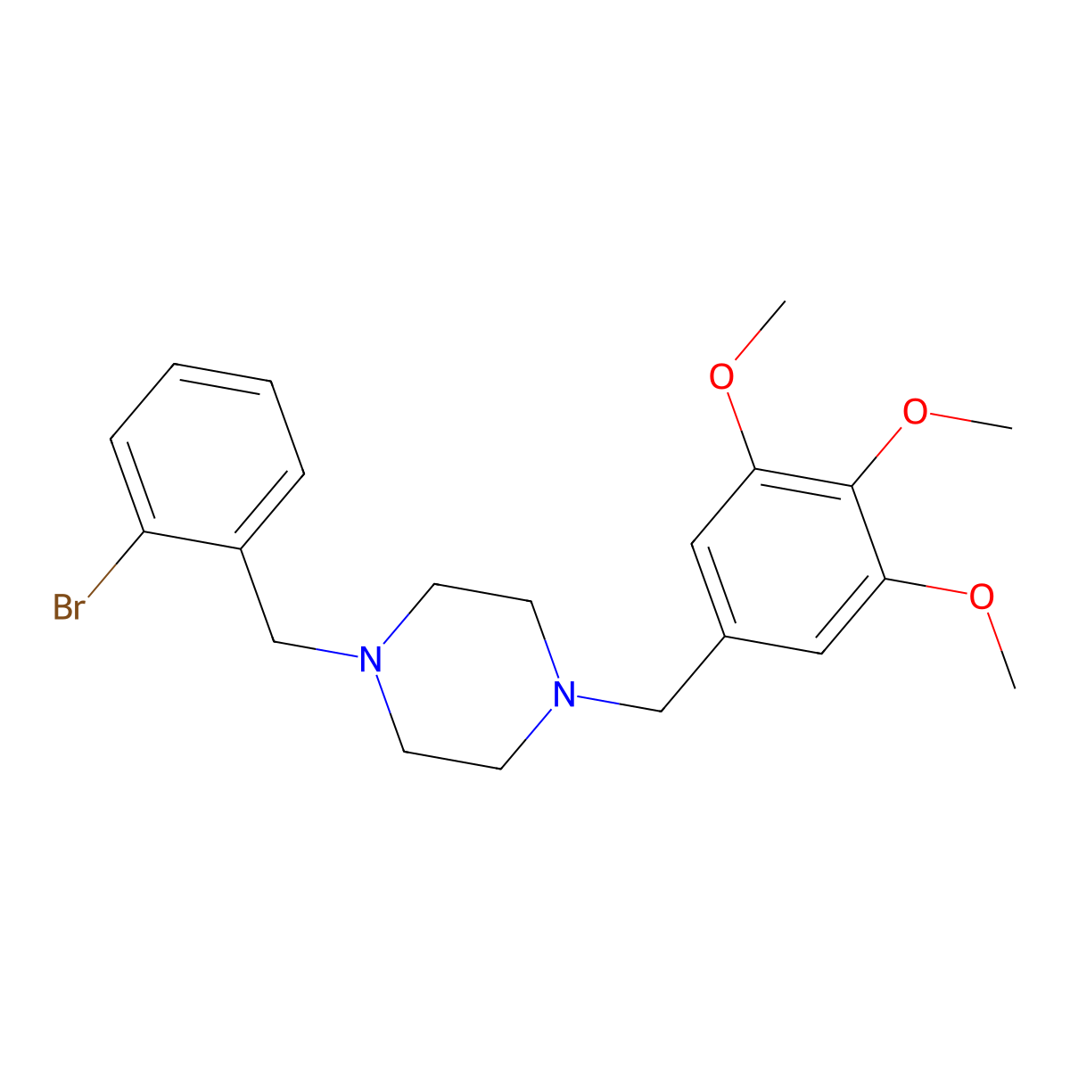 1-[(2-Bromophenyl)methyl]-4-[(3,4,5-trimethoxyphenyl)methyl]piperazine molecular structure, CAS 355822-15-0