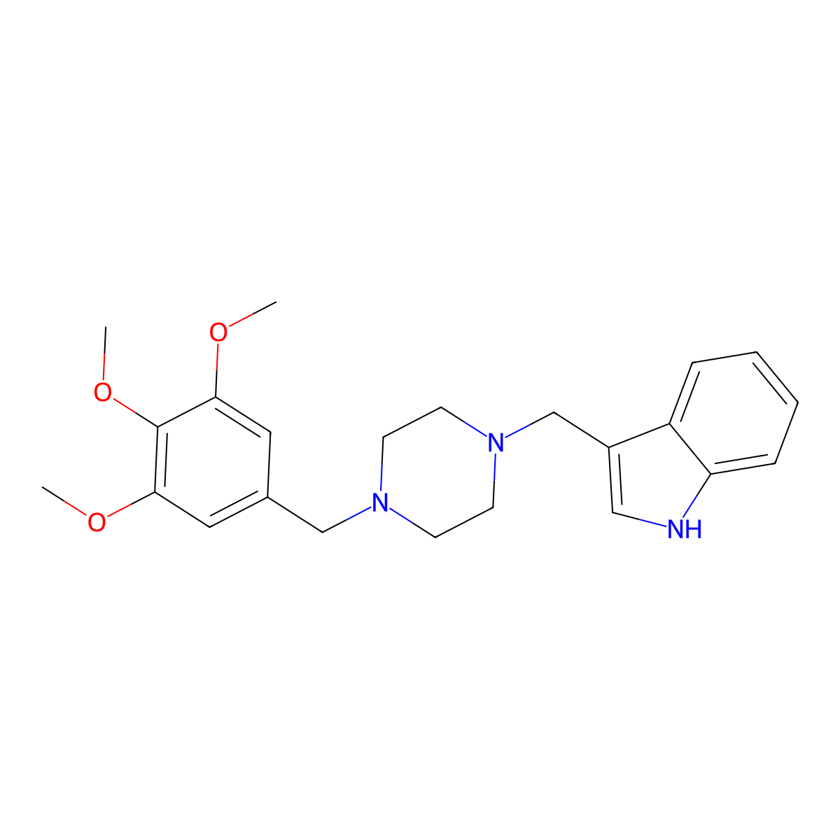 3-[[4-[(3,4,5-trimethoxyphenyl)methyl]piperazin-1-yl]methyl]-1H-indole molecular structure, CAS 355822-19-4