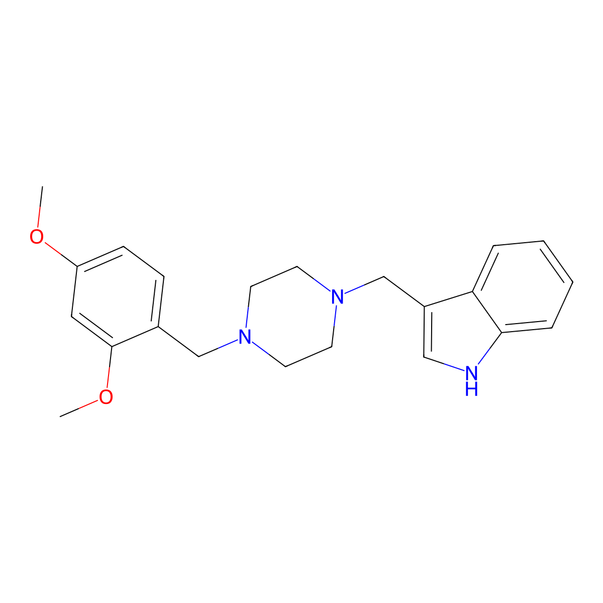 3-[[4-[(2,4-dimethoxyphenyl)methyl]piperazin-1-yl]methyl]-1H-indole molecular structure, CAS 355822-24-1