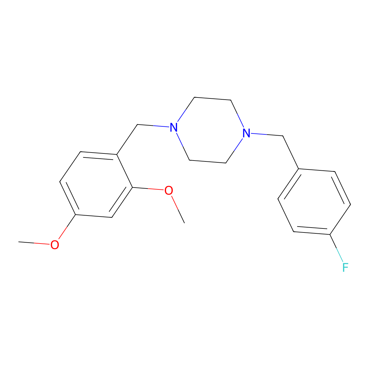 1-(2,4-Dimethoxybenzyl)-4-(4-fluorobenzyl)piperazine molecular structure, CAS 355822-26-3