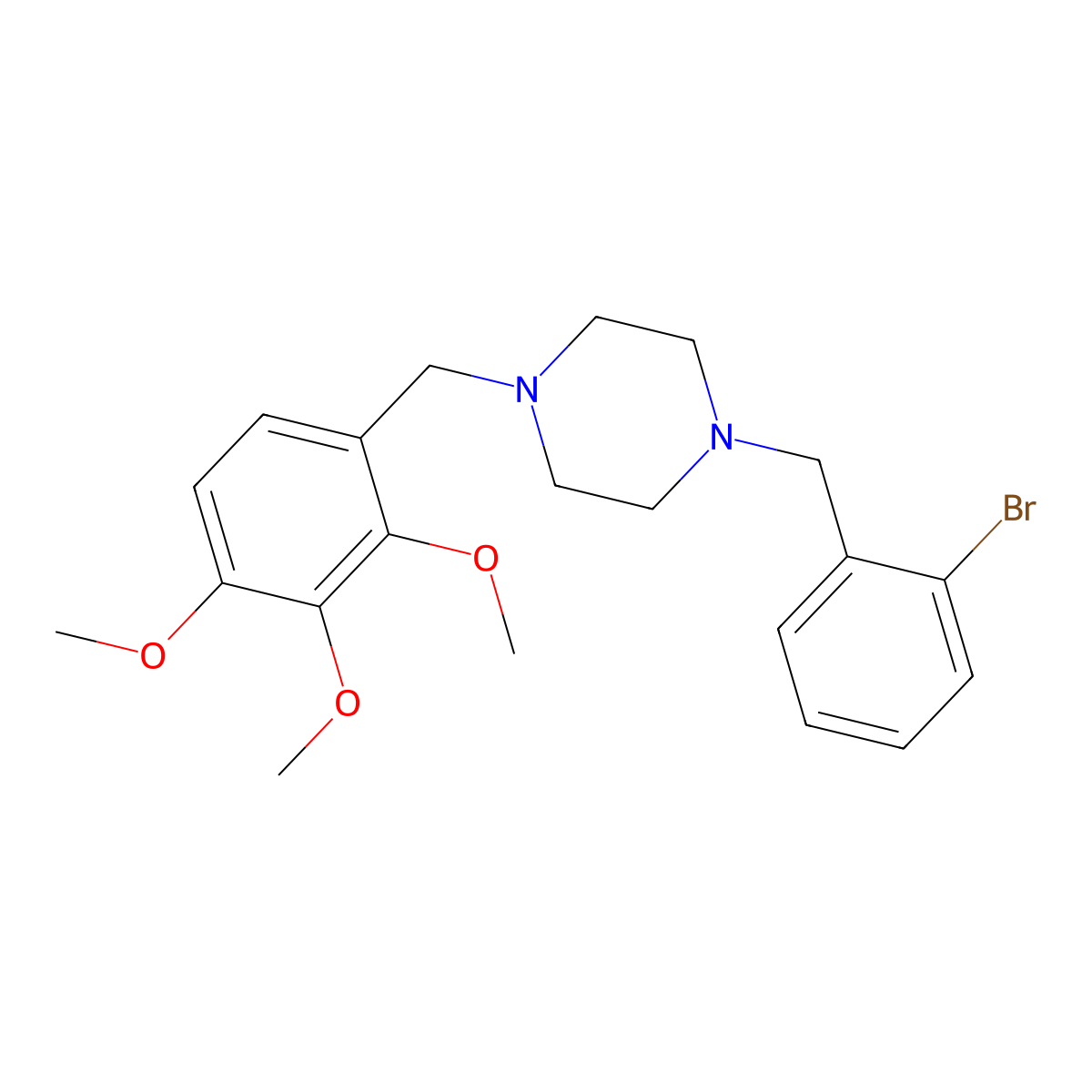 1-[(2-Bromophenyl)methyl]-4-[(2,3,4-trimethoxyphenyl)methyl]piperazine molecular structure, CAS 355822-29-6