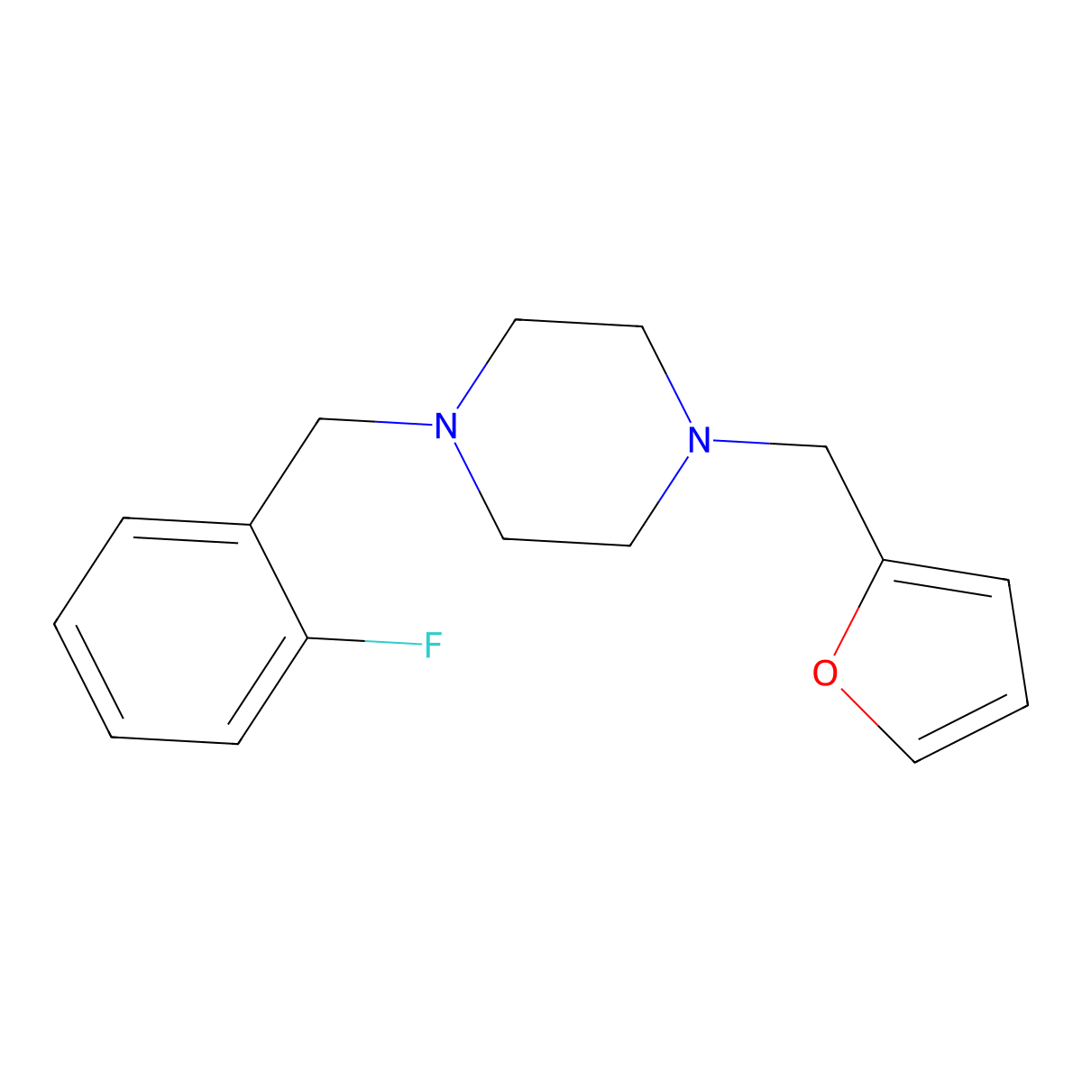 1-[(2-Fluorophenyl)methyl]-4-(furan-2-ylmethyl)piperazine molecular structure, CAS 355822-38-7