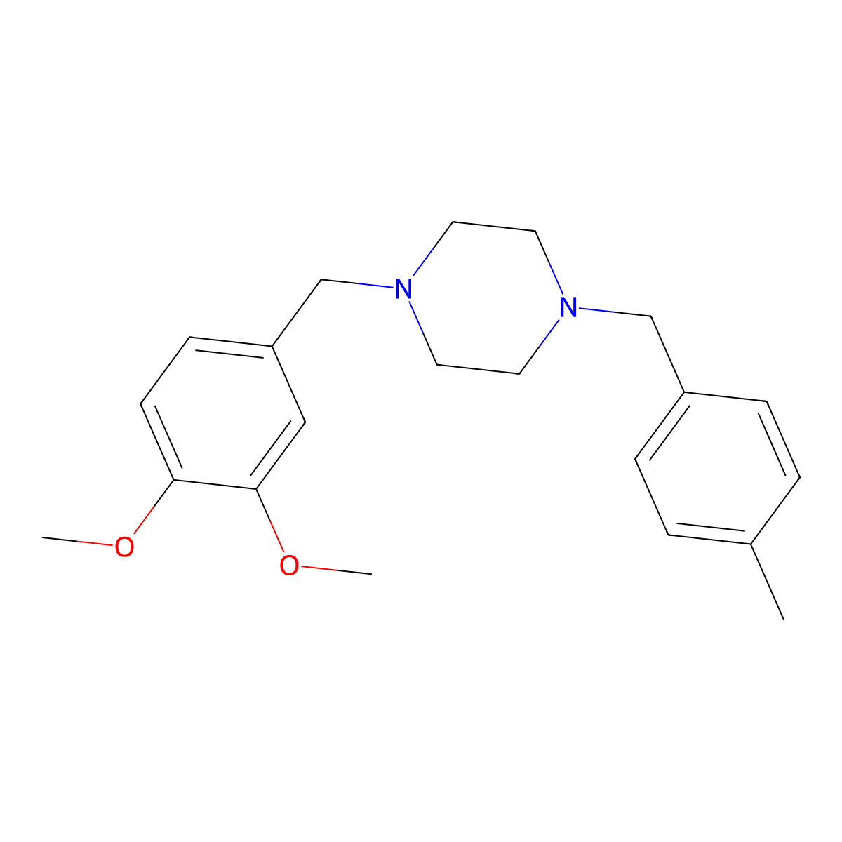 1-[(3,4-Dimethoxyphenyl)methyl]-4-[(4-methylphenyl)methyl]piperazine molecular structure, CAS 355822-41-2