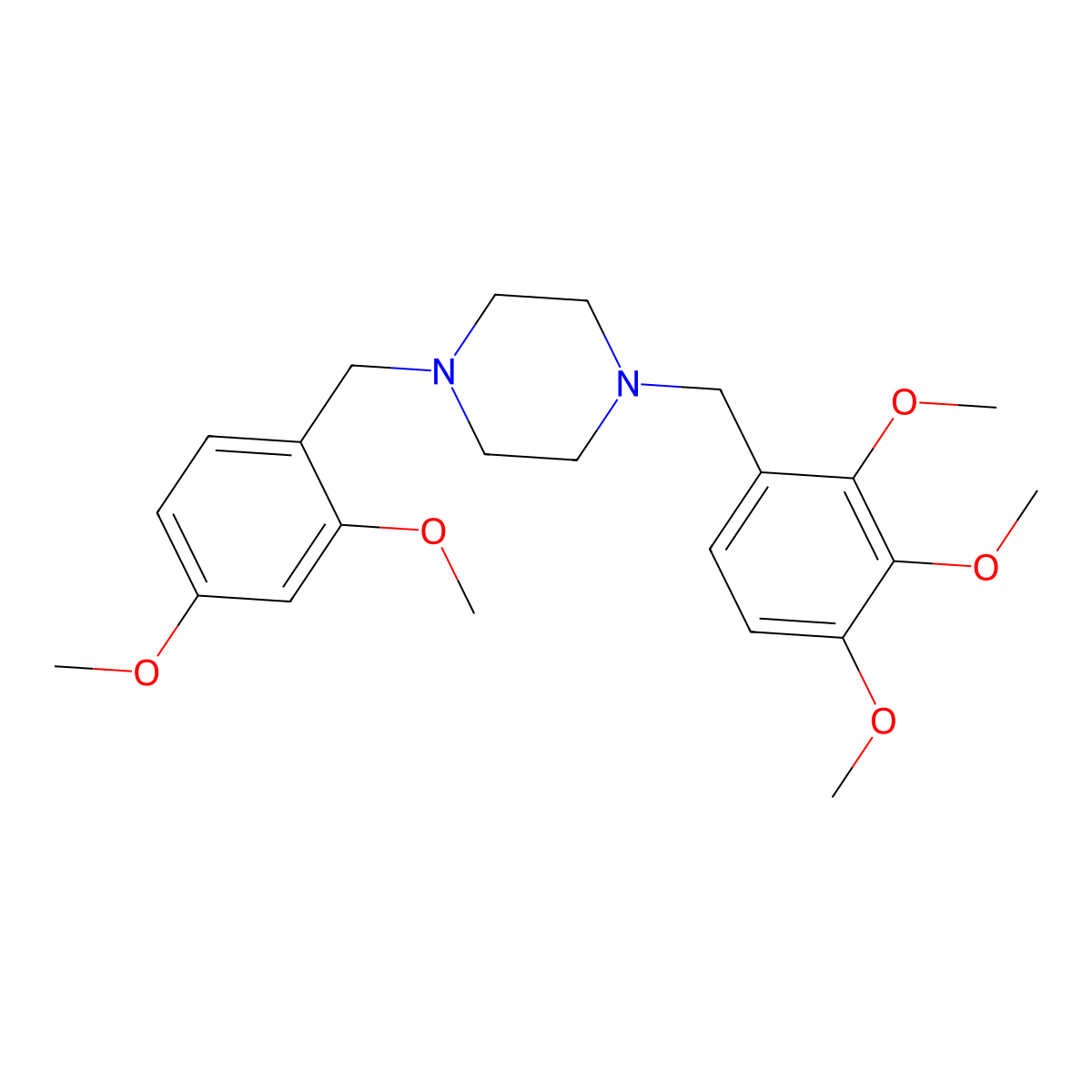1-(2,4-Dimethoxybenzyl)-4-(2,3,4-trimethoxybenzyl)piperazine molecular structure, CAS 355822-44-5