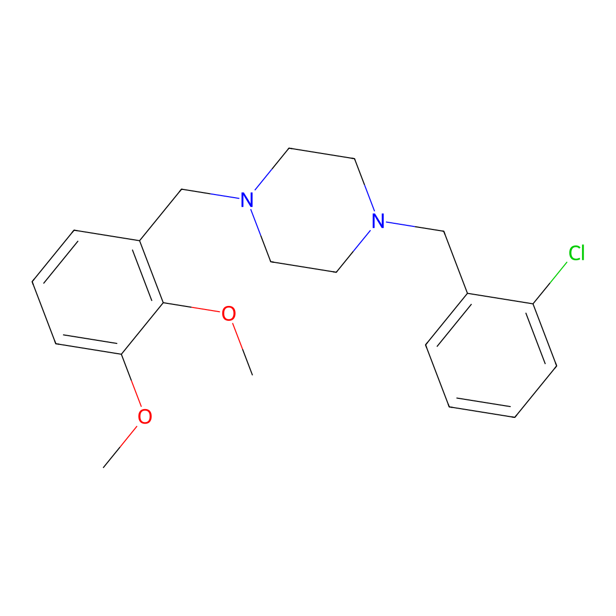 1-(2-Chlorobenzyl)-4-(2,3-dimethoxybenzyl)piperazine molecular structure, CAS 355822-47-8