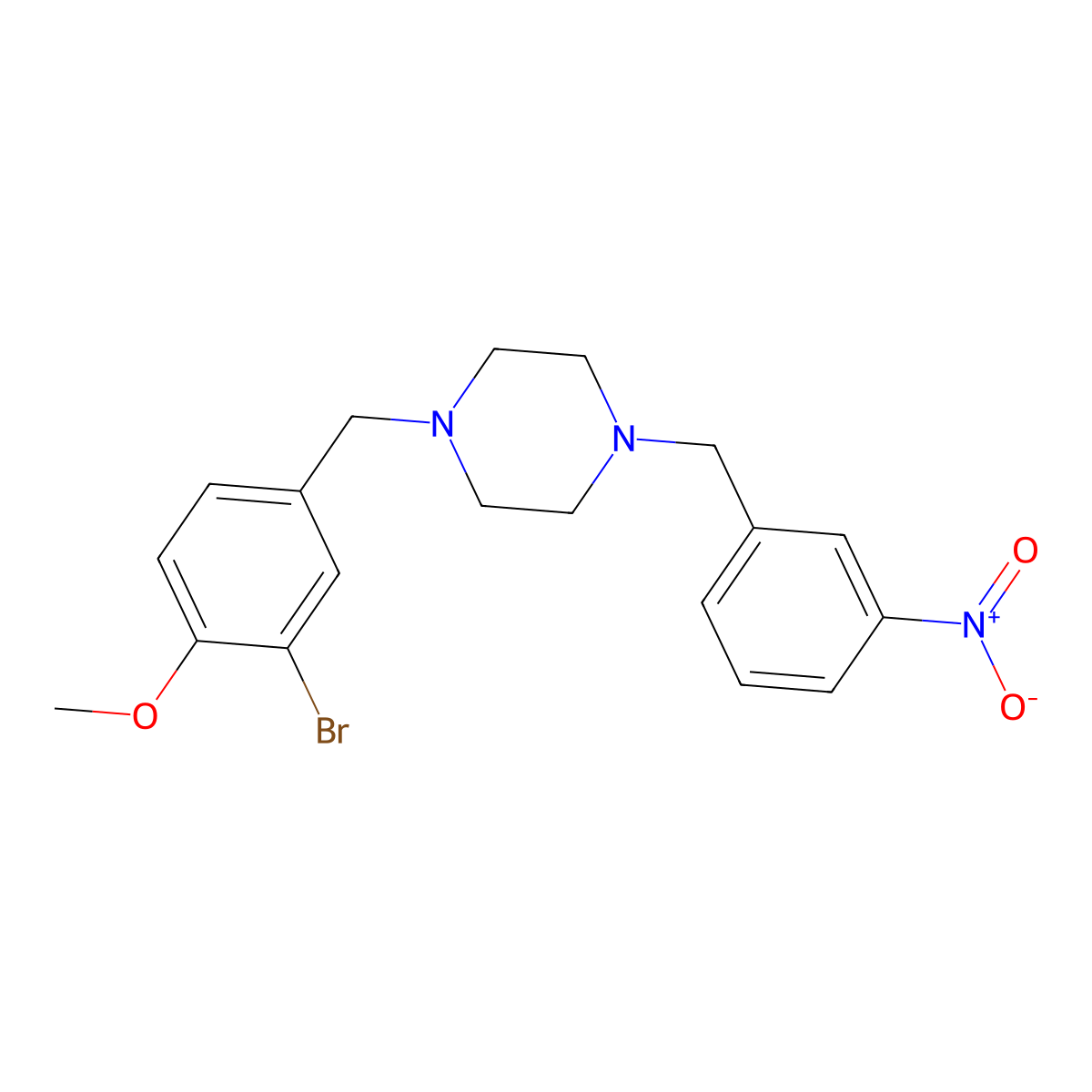 1-[(3-Bromo-4-methoxyphenyl)methyl]-4-[(3-nitrophenyl)methyl]piperazine molecular structure, CAS 355822-50-3