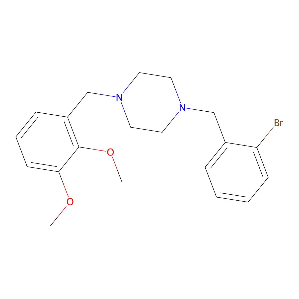 1-(2-Bromobenzyl)-4-(2,3-dimethoxybenzyl)piperazine molecular structure, CAS 355822-57-0
