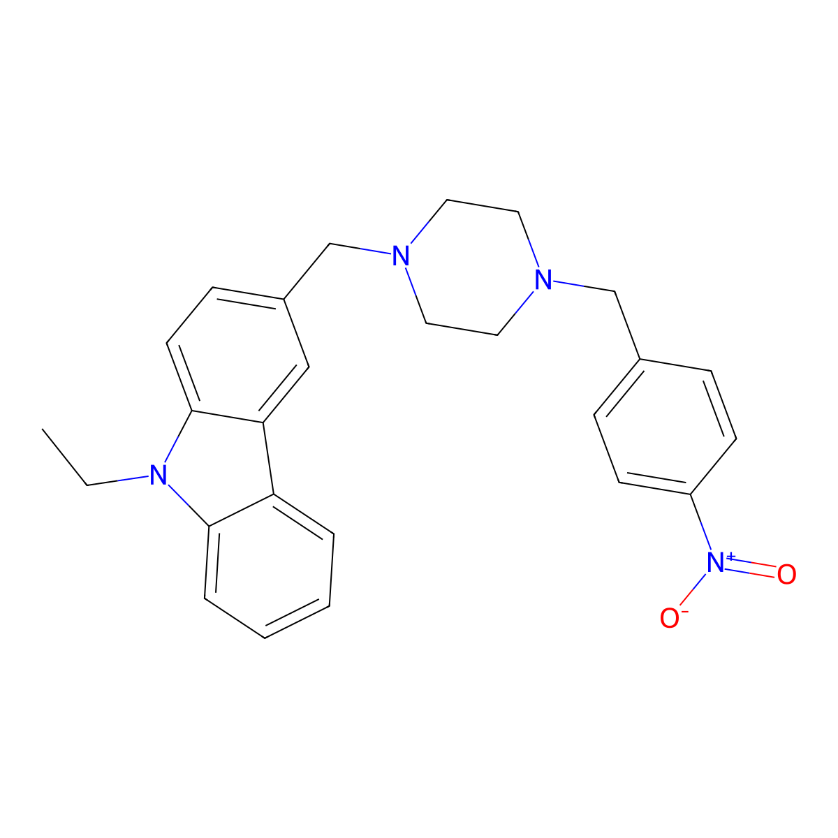 9-Ethyl-3-[[4-[(4-nitrophenyl)methyl]piperazin-1-yl]methyl]carbazole molecular structure, CAS 355822-67-2