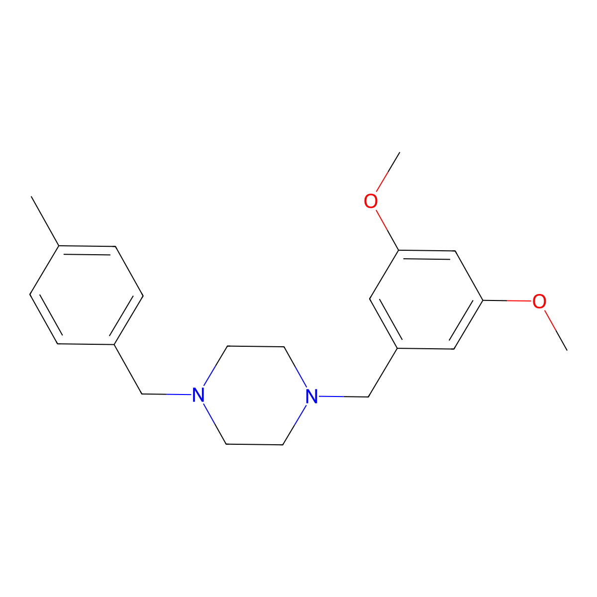 1-(3,5-Dimethoxybenzyl)-4-(4-methylbenzyl)piperazine molecular structure, CAS 355822-70-7