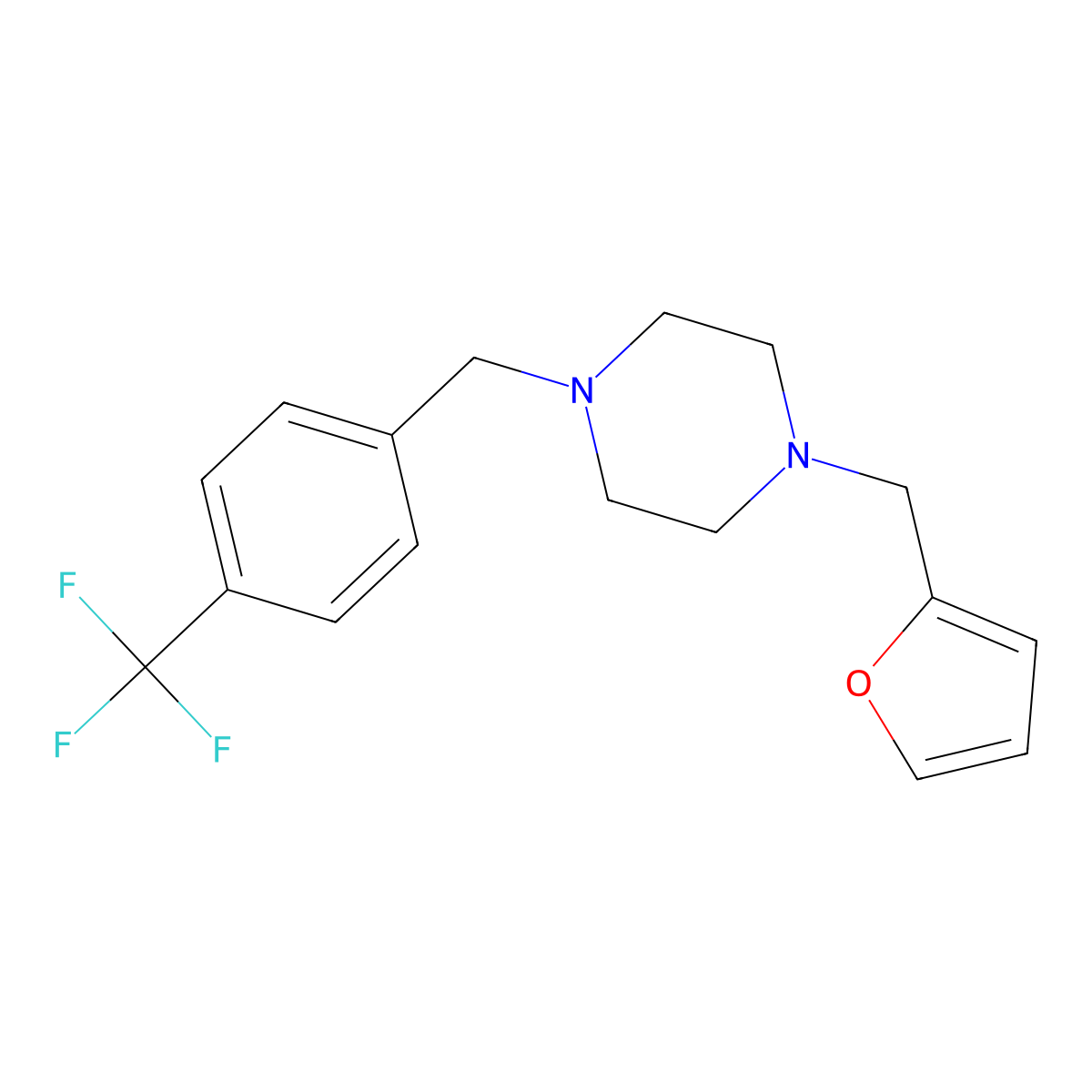 1-(Furan-2-ylmethyl)-4-[4-(trifluoromethyl)benzyl]piperazine molecular structure, CAS 355822-72-9