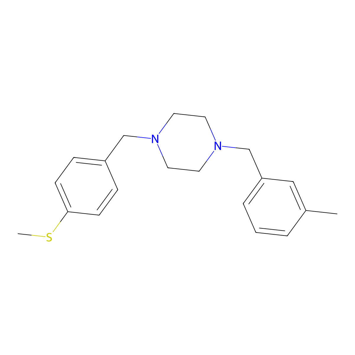 1-[(3-Methylphenyl)methyl]-4-[(4-methylsulfanylphenyl)methyl]piperazine molecular structure, CAS 355822-78-5