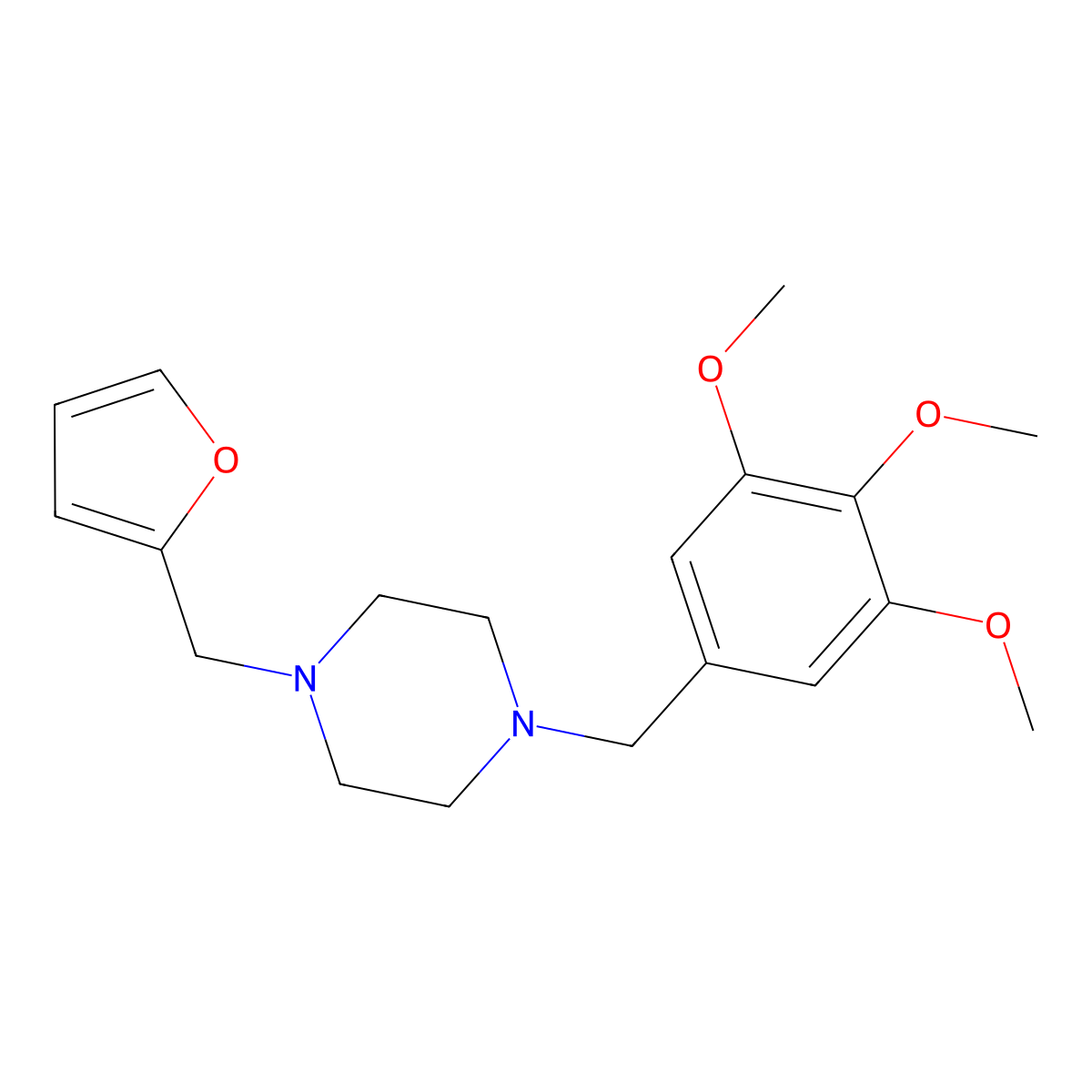 1-(Furan-2-ylmethyl)-4-[(3,4,5-trimethoxyphenyl)methyl]piperazine molecular structure, CAS 355822-81-0