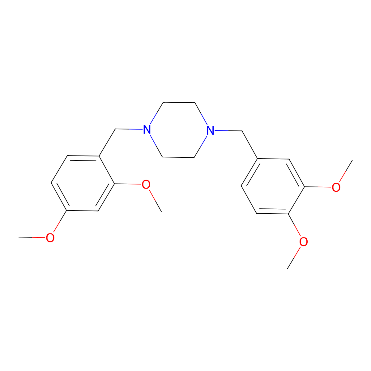 1-(2,4-Dimethoxybenzyl)-4-(3,4-dimethoxybenzyl)piperazine molecular structure, CAS 355822-84-3