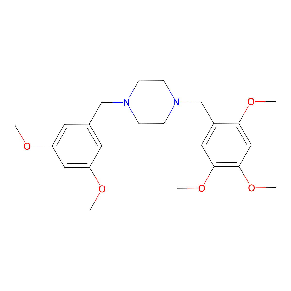 1-[(3,5-Dimethoxyphenyl)methyl]-4-[(2,4,5-trimethoxyphenyl)methyl]piperazine molecular structure, CAS 355822-87-6