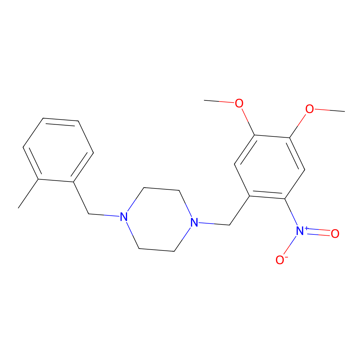 1-[(4,5-Dimethoxy-2-nitrophenyl)methyl]-4-[(2-methylphenyl)methyl]piperazine molecular structure, CAS 355822-93-4