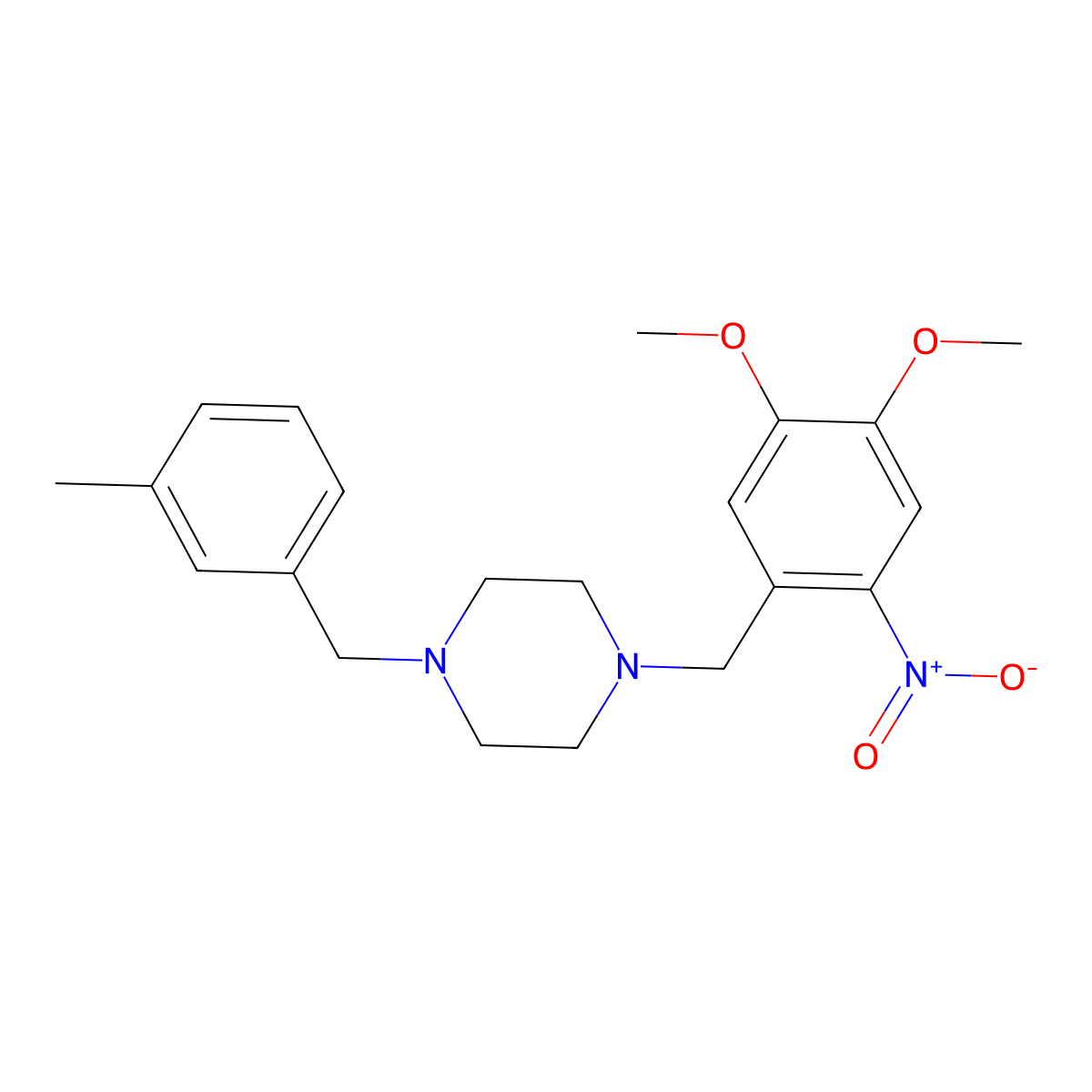 1-[(4,5-Dimethoxy-2-nitrophenyl)methyl]-4-[(3-methylphenyl)methyl]piperazine molecular structure, CAS 355822-98-9