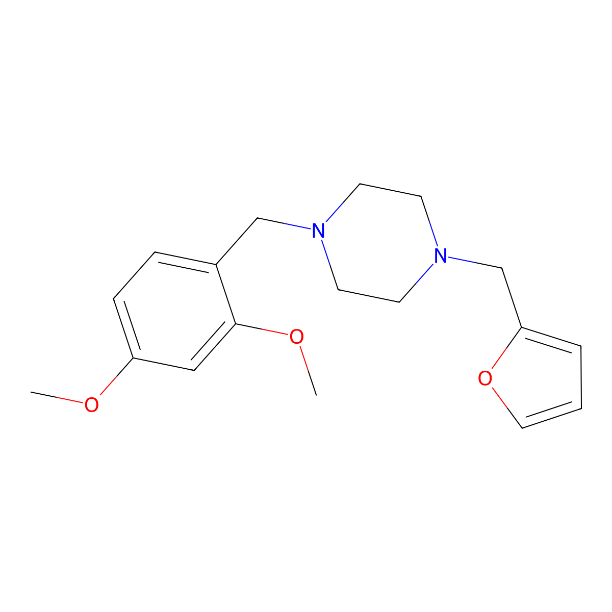 1-[(2,4-Dimethoxyphenyl)methyl]-4-(furan-2-ylmethyl)piperazine molecular structure, CAS 355823-07-3