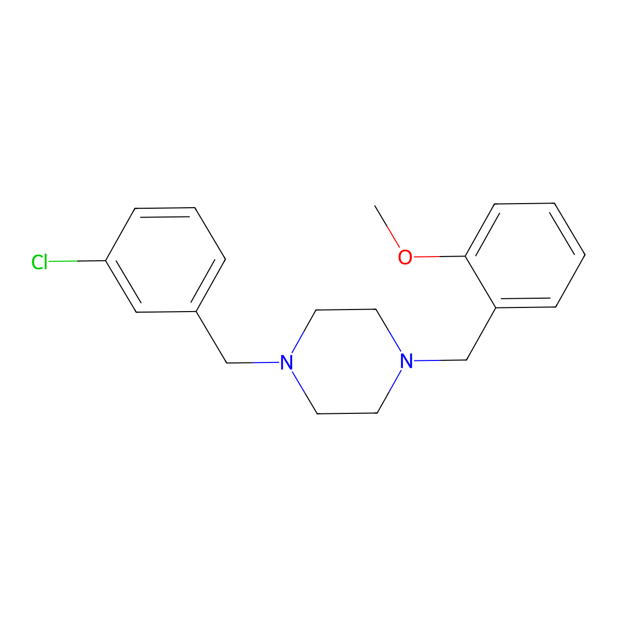 1-(3-Chlorobenzyl)-4-(2-methoxybenzyl)piperazine molecular structure, CAS 355823-11-9