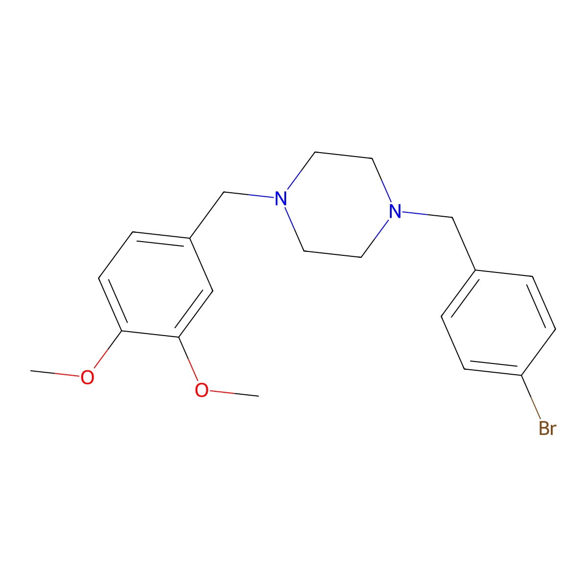 1-[(4-Bromophenyl)methyl]-4-[(3,4-dimethoxyphenyl)methyl]piperazine molecular structure, CAS 355823-17-5